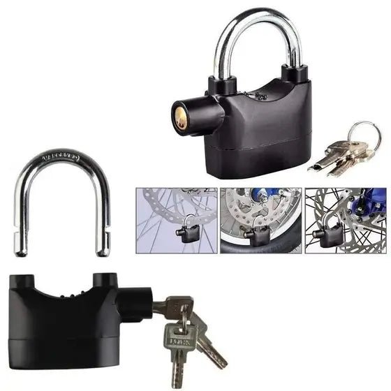 Candado Alarma Cerradura Bloqueo JSJ01 Antirrobo Sonora Sirena con 3 Llaves - Blancospace