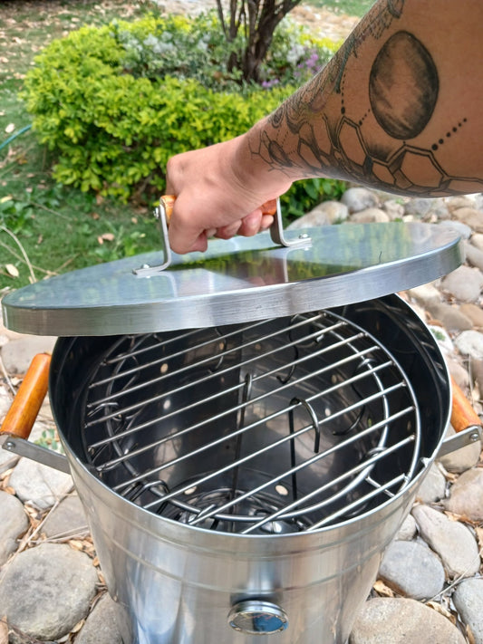 Barril Ahumador Combo Premium 30 lbs Peruano ACERO INOXIDABLE Parrilla Asador - Blancospace