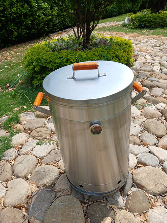 Barril Ahumador Combo Premium 30 lbs Peruano ACERO INOXIDABLE Parrilla Asador - Blancospace